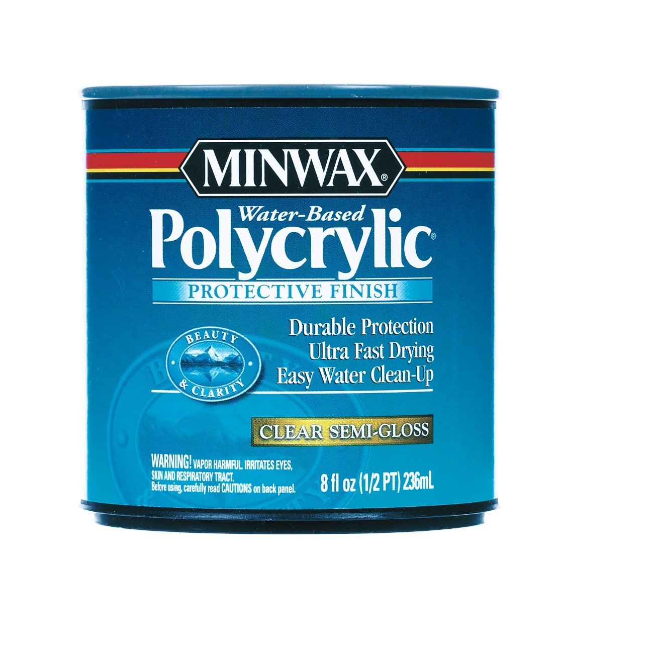 Minwax 24444 1/2 Pint Semi Gloss Polycrylic Protective Finishes Household Wood Stains