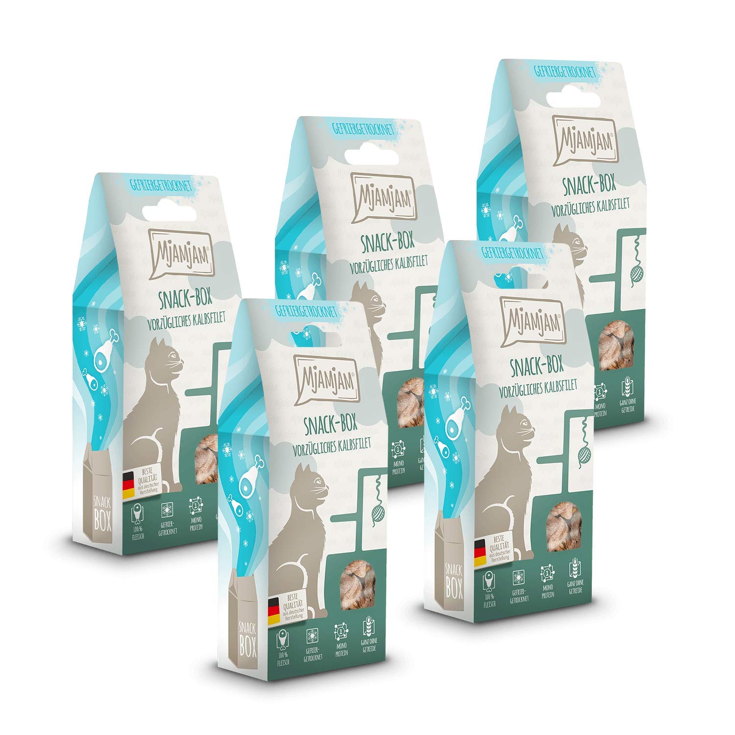 MjAMjAM Snack Box for Cats, Superb Veal Fillet, All Natural, 5 x 35g