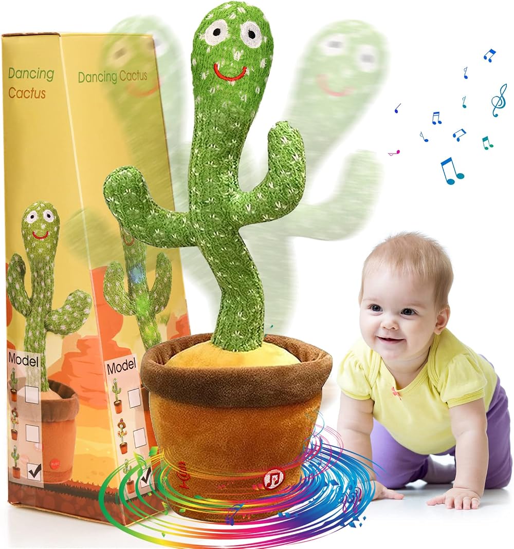 seOSTO Singing Dancing Cactus Toy Repeats Your Speech Interactive Toy