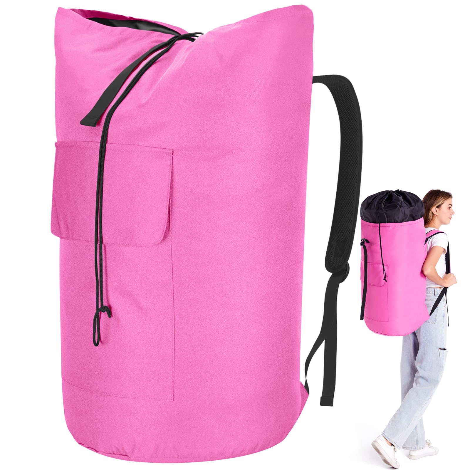 Travel Dirty Laundry XXL 115L Foldable Clothes Duffel Bag with 2 Padded Shoulder Straps (Pink)