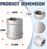 Bwintech 3Pcs 1 Inch Female BSP to Female Stainless Steel 304 Coupling view 2