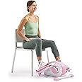 Sunny Health & Fitness Sitting Under Desk Elliptical Exerciser, Portable Pedal Training Machine for Senior Exercise, Peddler for Home Workout, Optional Free SunnyFit App, Magnetic, Motorized & In Pink
