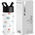 Simple Modern Kids Summit Water Bottle with Straw Lid | 14oz Stainless Steel Cup Insulated Tumbler for Toddlers, School | Rainbow Dream