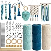 Ewparts Art Craft Macrame Kits for Adult Beginner with Instruction Book | Online Tutorials,Macrame Cord 3mm,Wood Ring/Beads,Wooden Dowel ,Key Rings,Key Chain to Make Wall Hanging,Keychain,Boho Decor