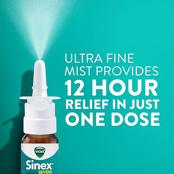 VICKS SINEX SEVERE ALLERGY & SINUS NASAL SPRAY, ORIGINAL ULTRA FINE MIST, DECONGESTANT RELIEF FROM NASAL CONGESTION, SINUS PRESSURE RELIEF, 265 SPRAYS (2 COUNT)