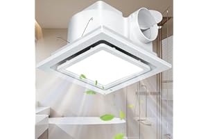 Gopper Bathroom Exhaust Fan with Light 12IN, Bathroom Fan with 12W 6000K LED Light Combo, 141CFM 1.0Sones Low Noise Bathroom Ventilation Fan for Home/Bath/Office/Hotel