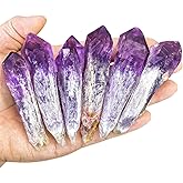 Natural Raw Amethyst Point Wand 6pcs Set- Healing Crystal Scepter with Single Terminated Cluster,Positive Energy Stone for Home Decor,Reiki,Meditation,and Spiritual Gift
