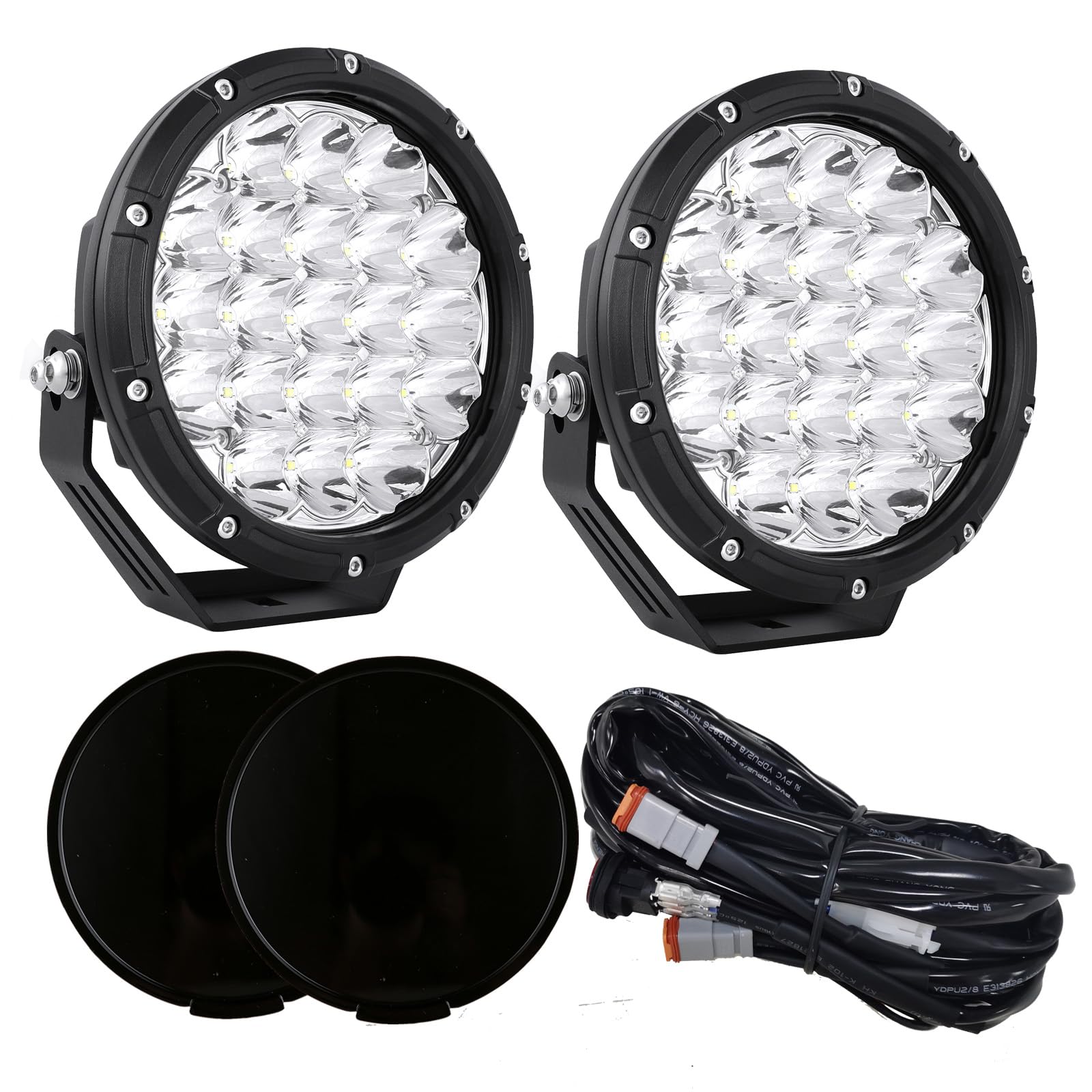 thumbnail interactive-video image 1 of 4x 7 Inch Round LED Work Lights – Combo Beam Offroad Driving Spot Lights For Jeep Truck SUV 1 of 5