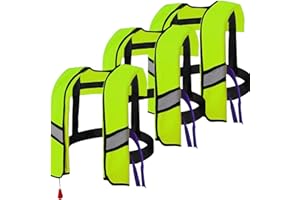 3-Pack 150N Automatic Inflatable Life Jacket – Adjustable Buoyancy Vest with Manual Override, Lightweight Nylon, Reflective S