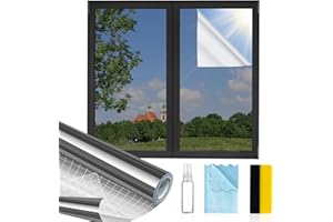 MAGIDEKOR Window Privacy Film One Way, Reflective Mirror Window Film Daytime Privacy, UV Sun Blocking Heat Control Static Cling, Window Tint for Home Office - 17.5 Inch X 6.5 Feet