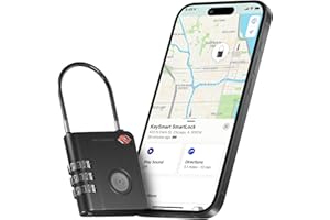 KEY SMART KeySmart SmartLock Tracking Luggage Locks, TSA Locks for Luggage, GPS Tracker, Combination Lock Compatible with Apple Find My App, Best Travel Essentials, Replaceable Non-Rechargeable Battery (1 Pack)