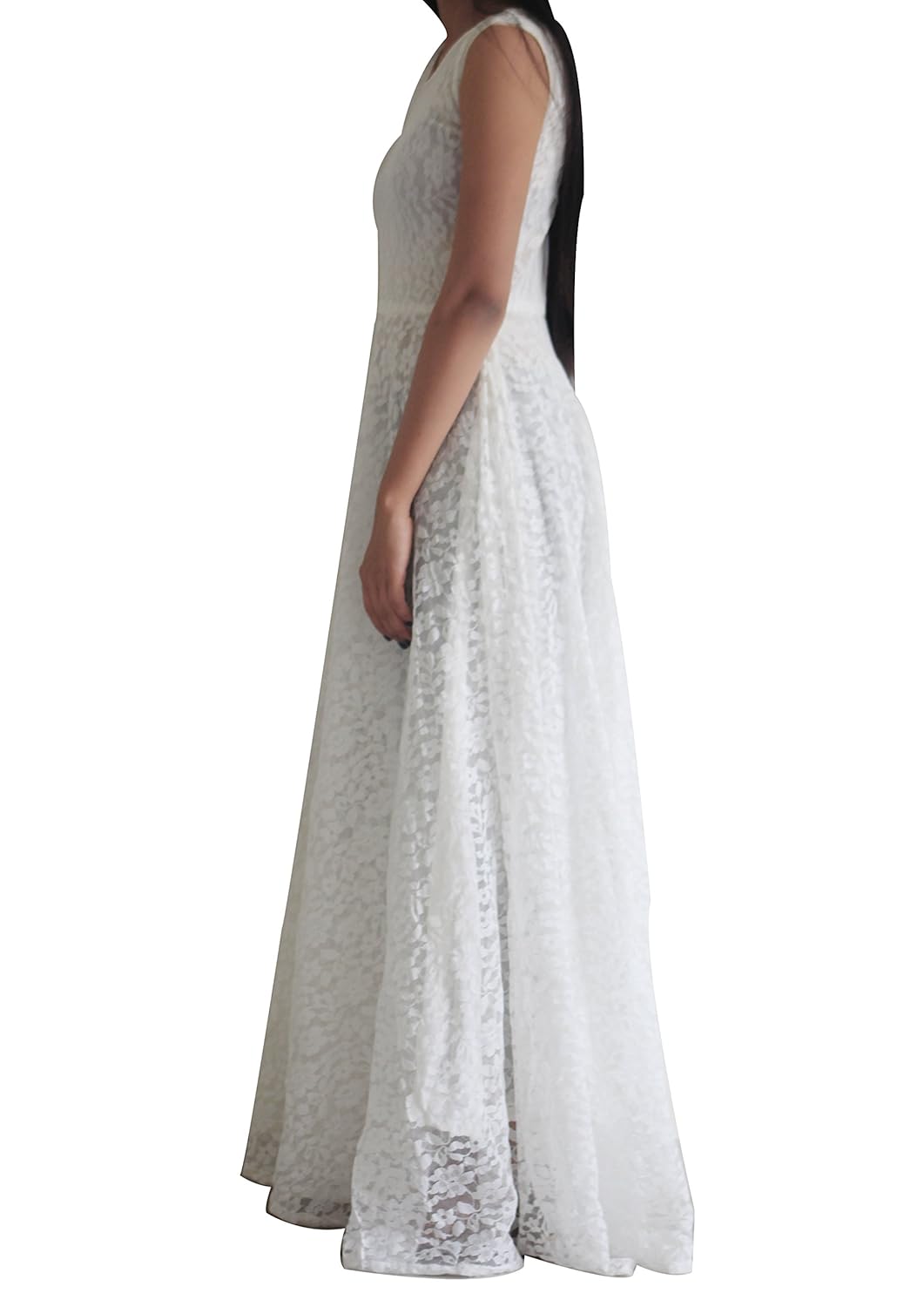 white net lace gown