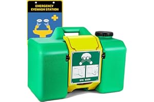 Frifreego 8-Gallon Portable Eye Wash Station Emergency Eyewash Station Wall Mount Self-contained Eye Wash Station for First Aid, Gravity-Flow Eye Wash OSHA Compliant, with a Emergency Sign, Green