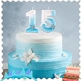 mciskin Frozen Glitter 3rd Birthday Candle Blue White Snowflake 3 view 4