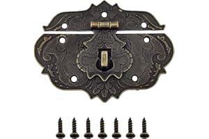 Padlock Latch Hasp Buckle Latch, Embossing Decorative Brass Hasp Clasp Latch Lock Retro Decorative Latch Hasp for Wooden Box 