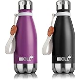 Mollcity kids Water Bottle-9 oz Stainless Steel Vacuum Insulated Water Bottle for School, Leak Proof Cola Shape Travel Small Water Flaskfor Boys (Dark Purple-Black)