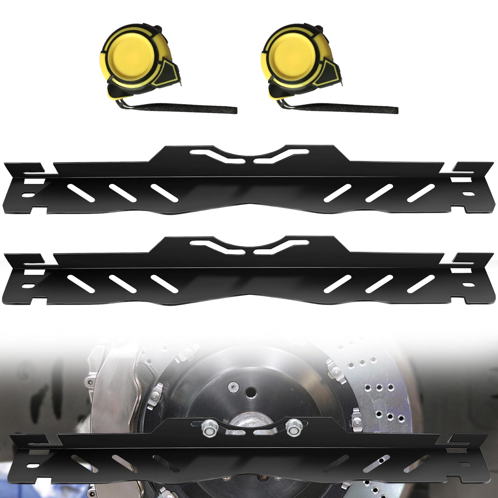 Photo 1 of 2 Pack Wheel Alignment Tool with 2 Pcs Measuring Tapes, Heavy Duty Toe Alignment Tool Plates Kit for Car Home Use, Car Front End Alignment Tool, Hanging Hole Design, Fast Accurate Measurements (Black)