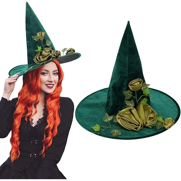 Mookiraer Halloween Witch Cosplay Hat | Wide Brim Foldable Pointed Wool Blend Wizard Hat For Women