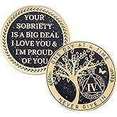 LParkin 4 Year Sobriety Coin, 4 Year AA Coin, Sobriety Gifts for Women and Men, Tree of Life Sober Gifts Alcoholics Anonymous Medallion