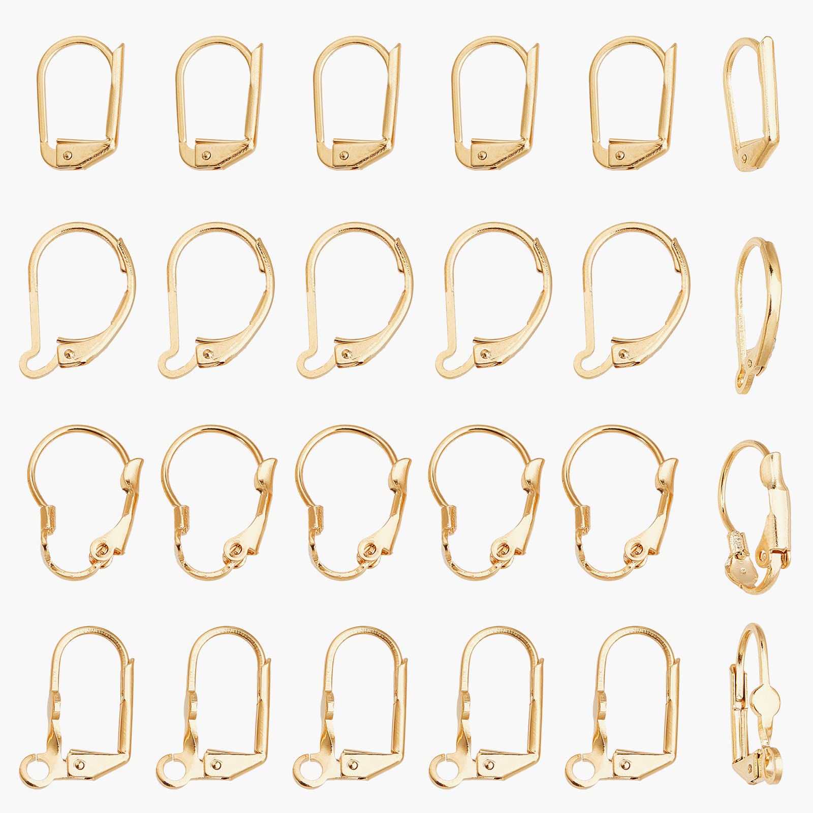 SUNNYCLUE 1 Box 24Pcs 4 Styles 24K Gold Plated Leverback French Earring Hooks Leverback Earwires Earring Findings for Jewellery Making Women DIY Earrings Crafts Crochet Stitch Markers Supplies — image 1