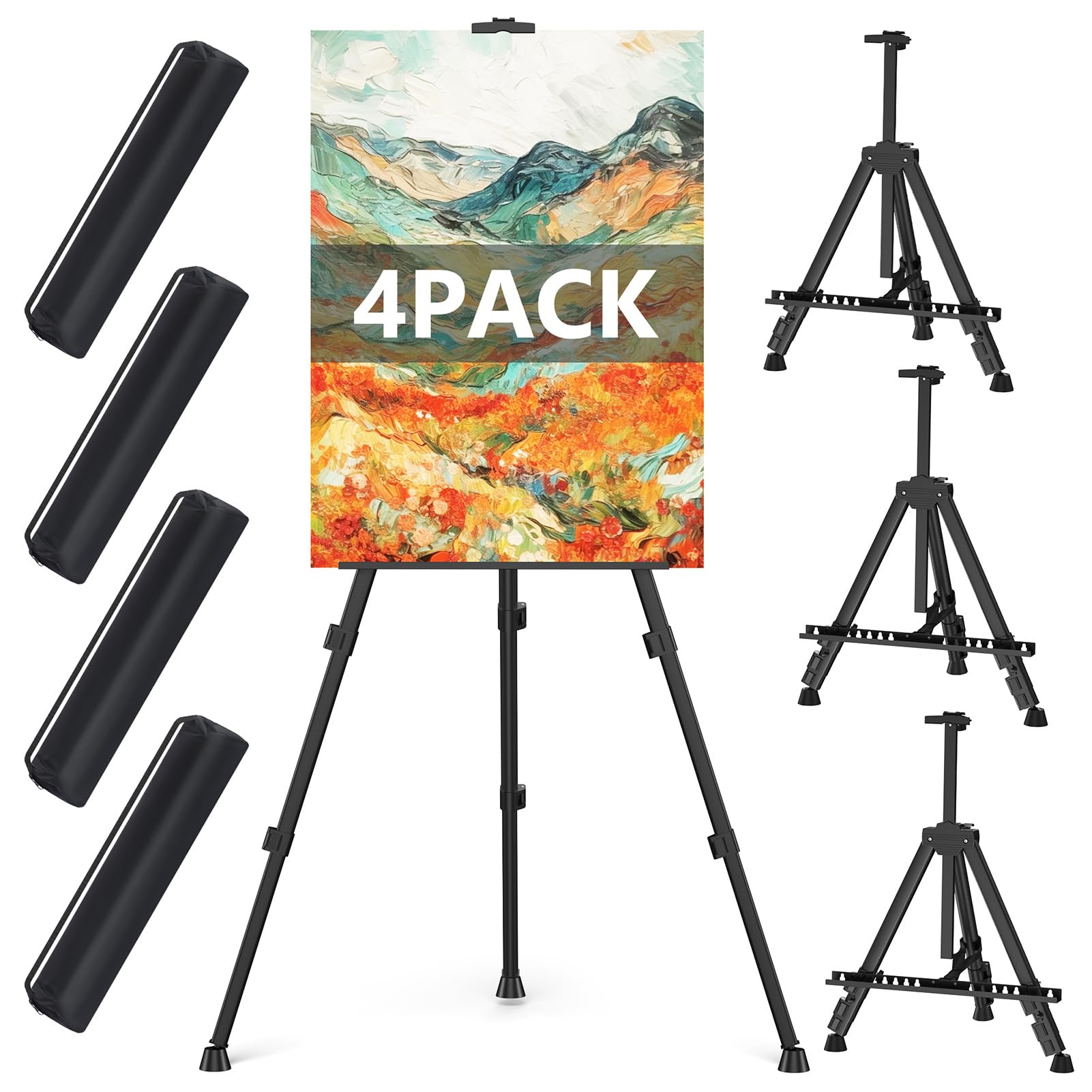 Photo 1 of Easel Stand for Sign, Hemndic 66" Easels Stand for Painting Heavy Duty, Portable Travel Easel for Display (4 Pack)