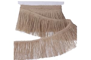 SUYUN WELL Burlap Fringe Trim Tassel Jute Lace 4 Inch Width 5 Yards Long for Clothes Accessories Latin Wedding Dress and DIY Lamp Shade Decoration (4 inch)