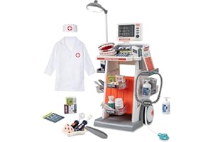 POFJOEQ STEM Doctor Playset for Kids - Interactive Doctor Kit for Kids with Realistic LED Lights & Sounds, Role Play Kit to Diagnose & Heal, Educational Gift for Ages 3-5