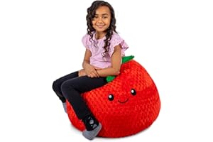 Big Joe Strawberry PlushiPals Super Soft Bean Bag Chair for Kids, Ultra-Soft Plush Polyester Blend, 2.5 feet Refillable