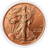 Walking Liberty 1 oz 99.9% Pure Copper Round in Capsule | 99.9% Pure Copper, Made in USA, Direct Fit Air Tight Acrylic Capsule, Certificate of Authenticity Included