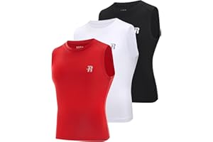 Runhit Boys Sleeveless Compression Shirt Kids Athletic Tank Tops Youth Quick Dry Undershirt for Football Basketball