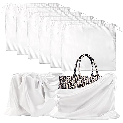 Belinlen 6 Pack 19.6x15.7in Purse Dust Bags for Storage, Dust Bags for Handbags Silk Cloth Bag With Drawstring for Storage Handbag, Purse, Shoes, Boots(White)