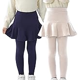 StyleSavvy Trendy Girls' Leggings with Skirt - 2 Pack of Cotton Ruffle Skirt Pants for Kids for 3-8 Years