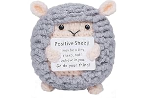 Arnbz Mini Positive Sheep Crochet Animals, Cute Handmade Knitted Emotional Support Crochet Sheep Stuff, Funny Inspirational Back to School Teacher College Graduation Birthday Gifts for Women Men Grey