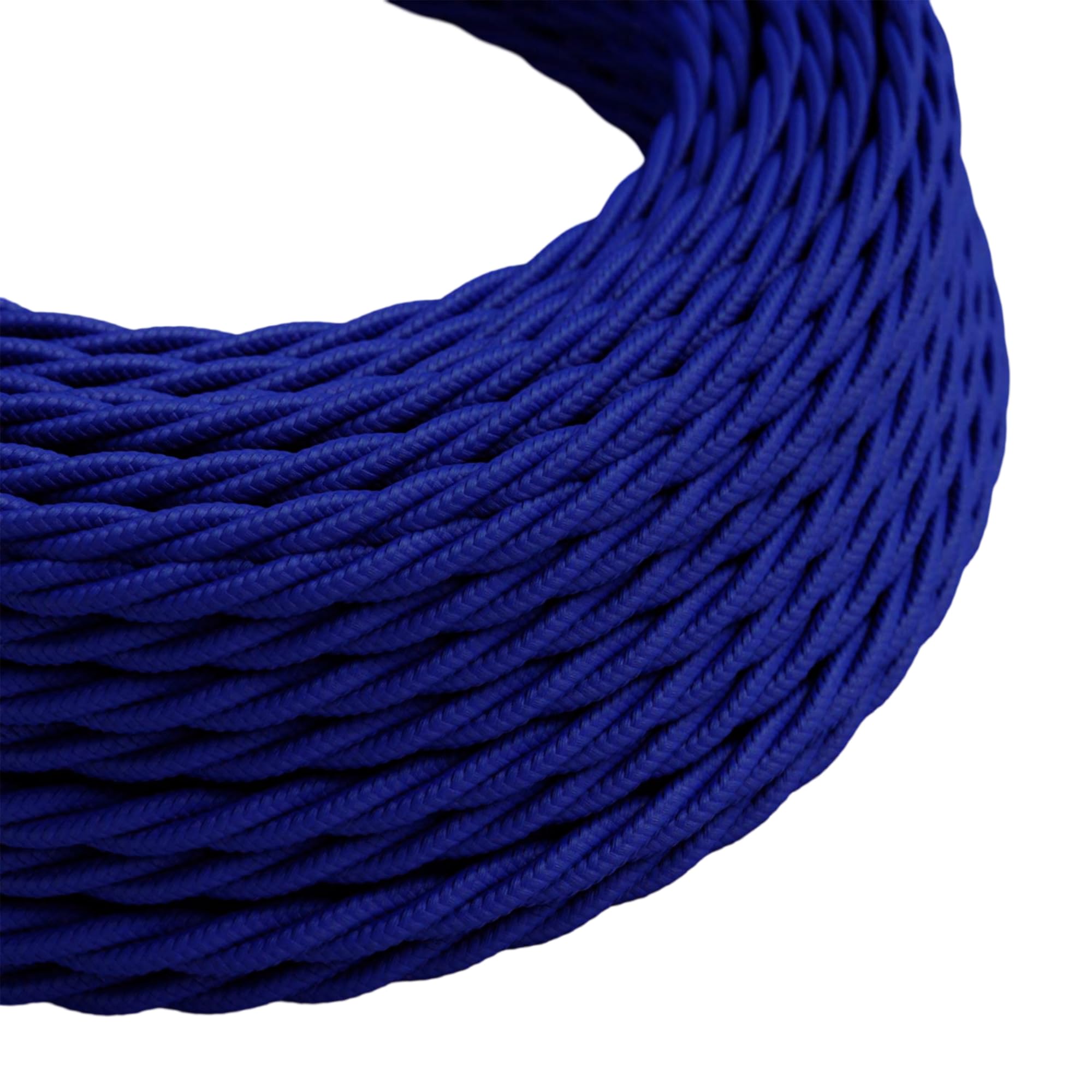 Dark Blue Braided Fabric Cable 5m - 3 Core 0.75mm² (18AWG) Vintage Twisted Electrical Wire for DIY Lamps, Industrial Pendant Lights & Hanging Lighting - Cloth Covered Textile Flex — image 1