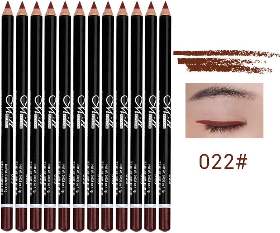 Long Lasting Eyeliner Pencil, Mumustar 12Pcs/Pack Natural Soft Brown Gel Eyeliner Pen Makeup Mascara Vegan Eyeliner Makeup Beauty (022)