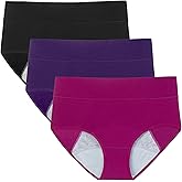 POKARLA Women's High Absorbency Period Cotton Underwear Heavy Flow Leakproof Panties(Regular&Plus Size)