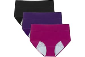 POKARLA Women's High Absorbency Period Cotton Underwear Heavy Flow Leakproof Panties(Regular&Plus Size)