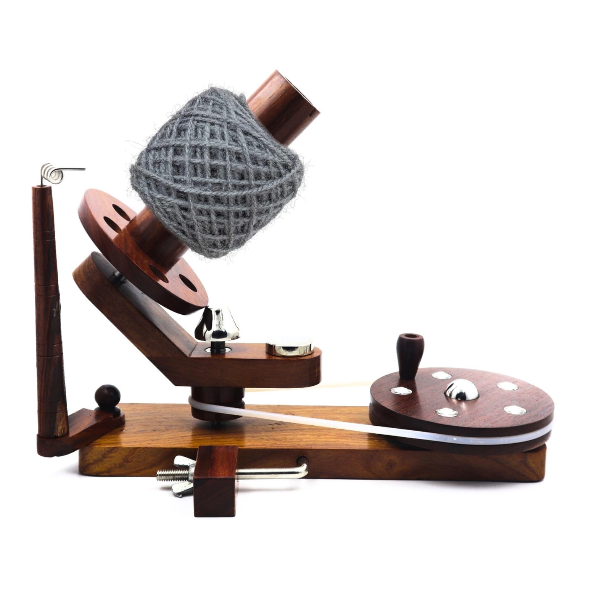 Hind Handicrafts Wooden Yarn Ball Winder for Knitting & Crochet | Handcrafted Rosewood Design | Smooth Center Pull Ball Winder with Anti-Skid Base - Ideal for 1 lb Yarn Balls