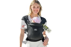 MOMTORY Baby Carrier, Newborn Carrier, Ergonomic Baby Wraps Carrier with Head Support, Cozy Fabric for Newborn to Toddler, Deep Grey