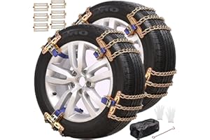 CUBOVIE Snow Tire Chains, Universal Car Emergency Anti Slip Snow Chains, 6 Pack Winter Security Tire Chains Tire Width 225-275mm(8.9-10.8 inch) for Most Cars/SUV/Trucks (Large)