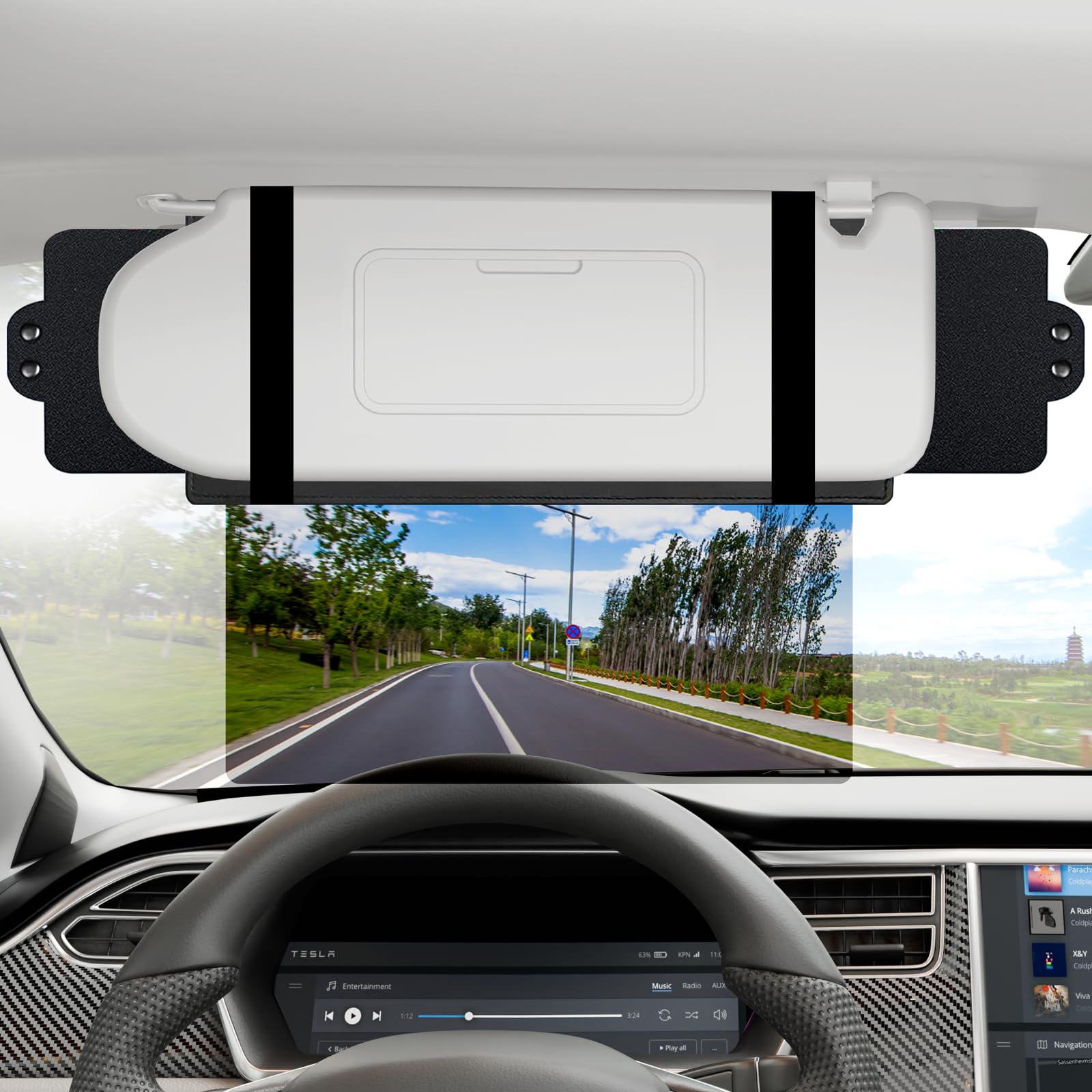 Photo 1 of Veharvim Sun Visor Extender for Car with 2 Side Sunshade, Polarized UV400 Visor Extender Attachment for Car Visor with PC Lens,Anti-Glare for Safe Driving