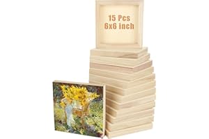 CYEAH 6x6 inch Wood Panel Boards Set of 15, Unfinished Wood Canvas Boards Wooden Panel Boards for Crafts, Painting, Pouring, Arts Use with Oils, Acrylics