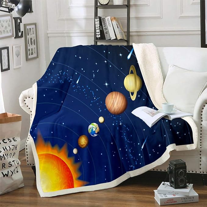 Erosebridal Outer Space Sherpa Blanket, Galaxy Starry Sky