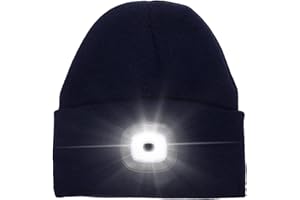 HEAD LIGHTZ Beanie with Light, Warm Knit Hat for Winter Safety, Unisex LED Hat Light Fits Most Men, Women and Kids, LED Beanie Hat Flashlight Stocking Cap Headlamp, Head Light for Outdoor Dog Walking