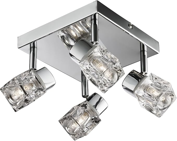 Modern Chrome Ice Cube 4 Way IP44 Bathroom Ceiling Light Spotlight