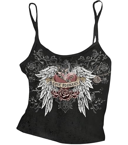 SOLY HUX Women's Y2k Gothic Lace Trim Cami Crop Top Sleeveless