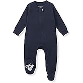 Burt's Bees Baby Boys Sleep and Play PJs, 100% Organic Cotton One-Piece Zip Front Romper Jumpsuit Pajamas