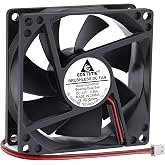 GDSTIME 4500RPM 80mm x 25mm 12V High Speed Dual Ball DC Cooling Fan 2 Pin | Big Airflow, Brushless, PC Computer Case Power Supply Fan, for Wine Cooler, Amplifiers, RV Fridge, Incubator, Electronics
