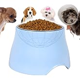 Elevated Spaniel Dog Bowl, Cone Friednly Raised Dog Food Bowl for Long-Eared Dogs, Raised Dog Bowls for Small &amp; Medium Dogs, Stainless Steel Inner Bowl, Non-Slip(Light Blue, M (420 ML / 1.5 Cups))