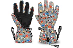 Andake Kids Gloves Kids Winter Gloves Kids Snow Gloves Waterproof Gloves for Kids Mittens Girls Boys Children (Machinery, XS 